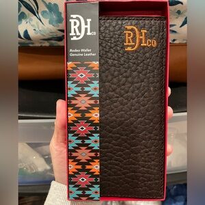 Red Dirt Western Mens Wallet Rodeo Bison Grain Leather Logo Brown 22228876W1